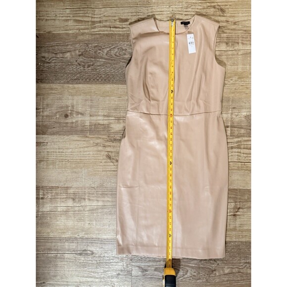 Ann Taylor Dress Beige Faux Leather Sleeveless Sheath Size 8 NWT - Picture 3 of 5